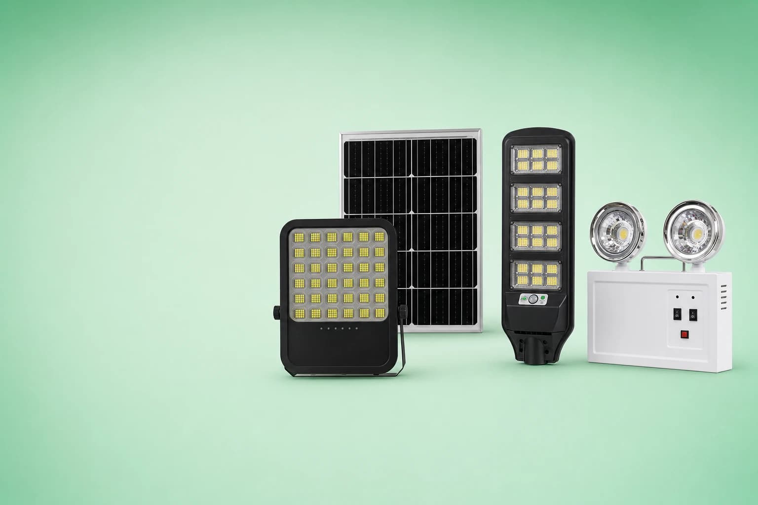 Omni solar panel, solar lights, and emergency light