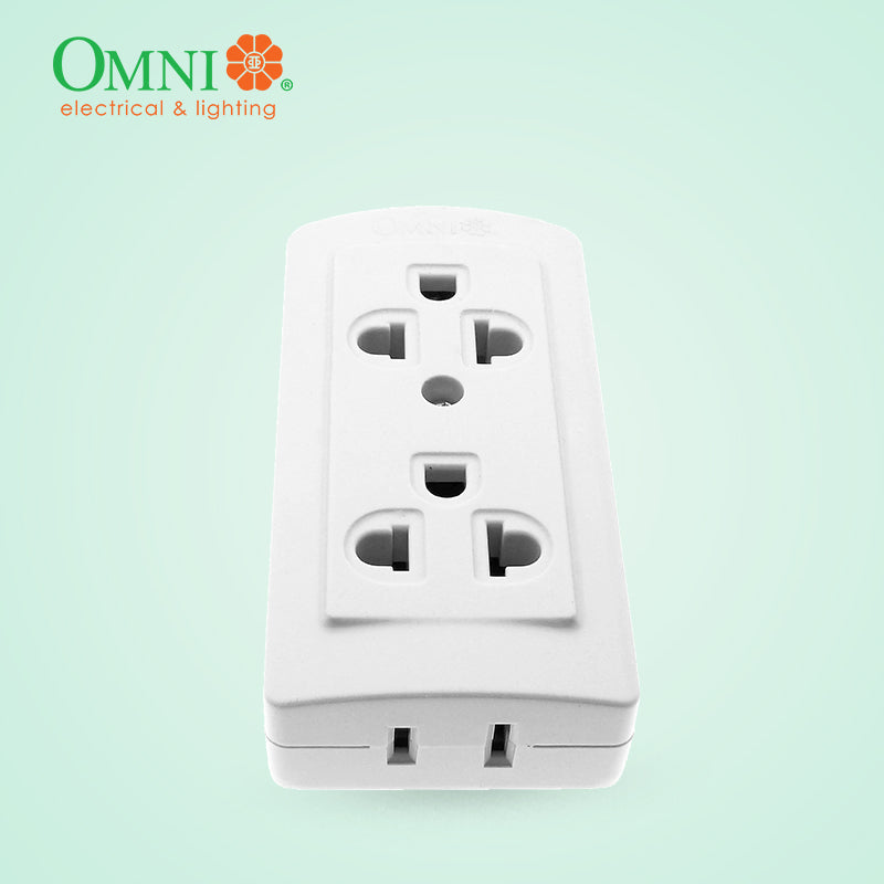 Surface Convenience Outlet 2-gang with Ground 10A WSG-002 – Omni